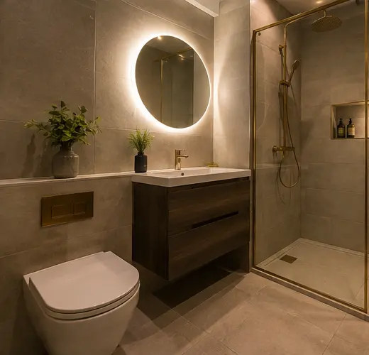 Fitted bathroom suites with practical bathroom fittings